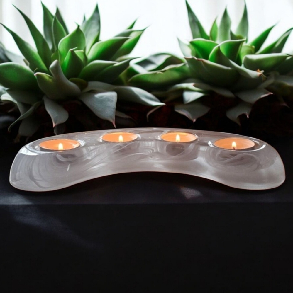 PartyLite Swirl Glass Curved Tealight Candle Holder